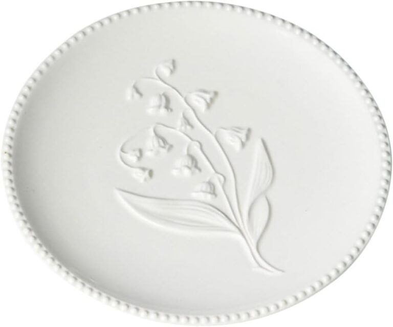 Embossed Dinner Plate Ceramic Cake Plate Steak Plate Cheese Platter Board Salad Dish Sushi Tray Dinner Plates Flower Plates Ceramic Cutlery Tray Decorate White Low Bone China Round