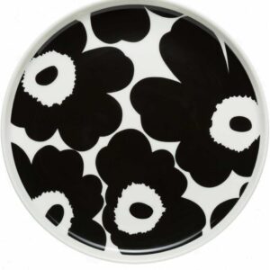 Salad Plate — Refine Your Kitchen Décor with Our Iconic Black & White Stoneware — Stylish Floral Salad Plates to Elevate Your Drinking Experience (8 in Diameter)