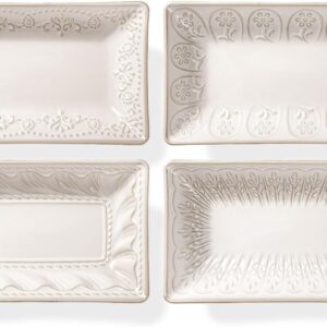 Ceramic 8.25 Inch Rectangle Salad Plates Set of 4 & Plates And Bowls Sets, 16 Pieces Dinnerware Sets