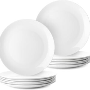 White Dinner Plates, 10.5 inch, Set of 12, White Plates, White Dinner Plates Bulk, White Plate Set, Plates, Dinner Plates, Plates Set, Restaurant Dishes, White Porcelain Dinner Plates