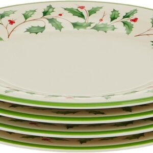 Holiday 4-Piece Melamine Accent Plate Set, 12 cubic inches, Christmas Dinnerware, Hosting